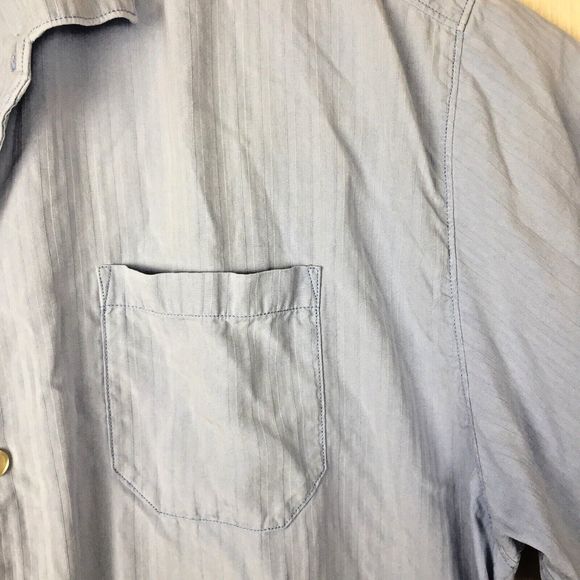 TOMMY BAHAMA Men's Solid Blue Short Sleeve 100% Silk One Pocket Shirt XXL 2XL - Picture 3 of 10